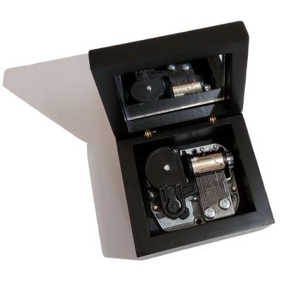 Wind-Up Wooden Music Box with Silver-Plating Movement in,Lilium from Elfen Lied,Black
