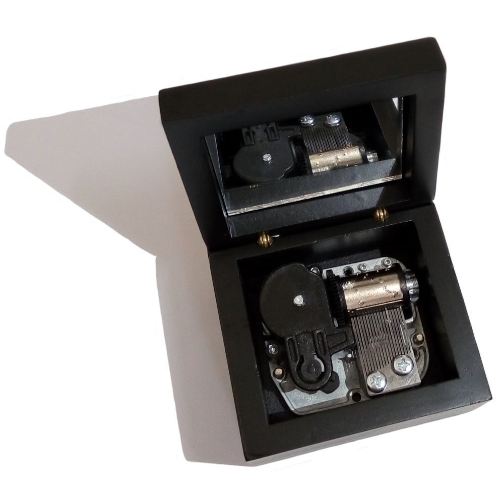 Wind-Up Wooden Music Box with Silver-Plating Movement in,Lilium from Elfen Lied,Black