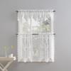 No. 918 Alison Floral Lace Sheer Rod Pocket Kitchen Curtain Tier Pair, 58" x 24", White view 3