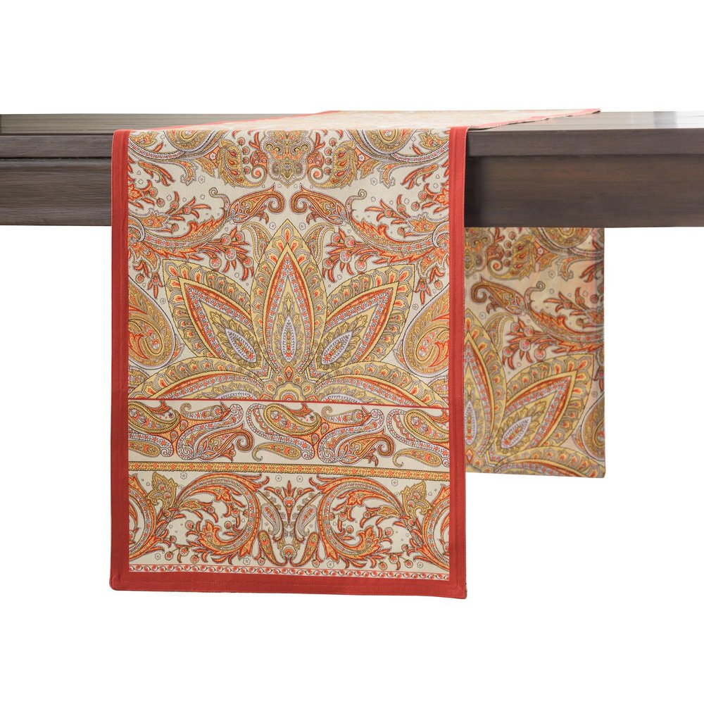 Maison d' Hermine Table Runner 100% Cotton Double Layer Table Runners 108 inches Long for Thanksgiving Christmas Decorations Home Kitchen Dining Party Wedding (Kashmir Paisley, 14.5" x 108")