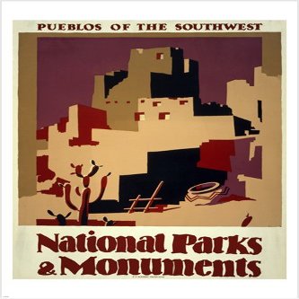 PUEBLOS OF THE SOUTHWEST vintage travel poster 24X36 UNITED STATES rare