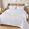 Brandream Luxury White Quilt Set Queen Size 100% Cotton Quilts Boho Medallion Matelasse Coverlet Set 3 Piece view 2