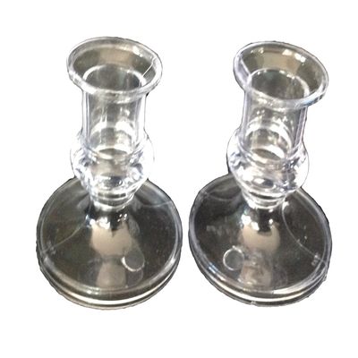 NST 12 Clear Plastic Acrylic Candle Holders for Taper Candles Round Bottom