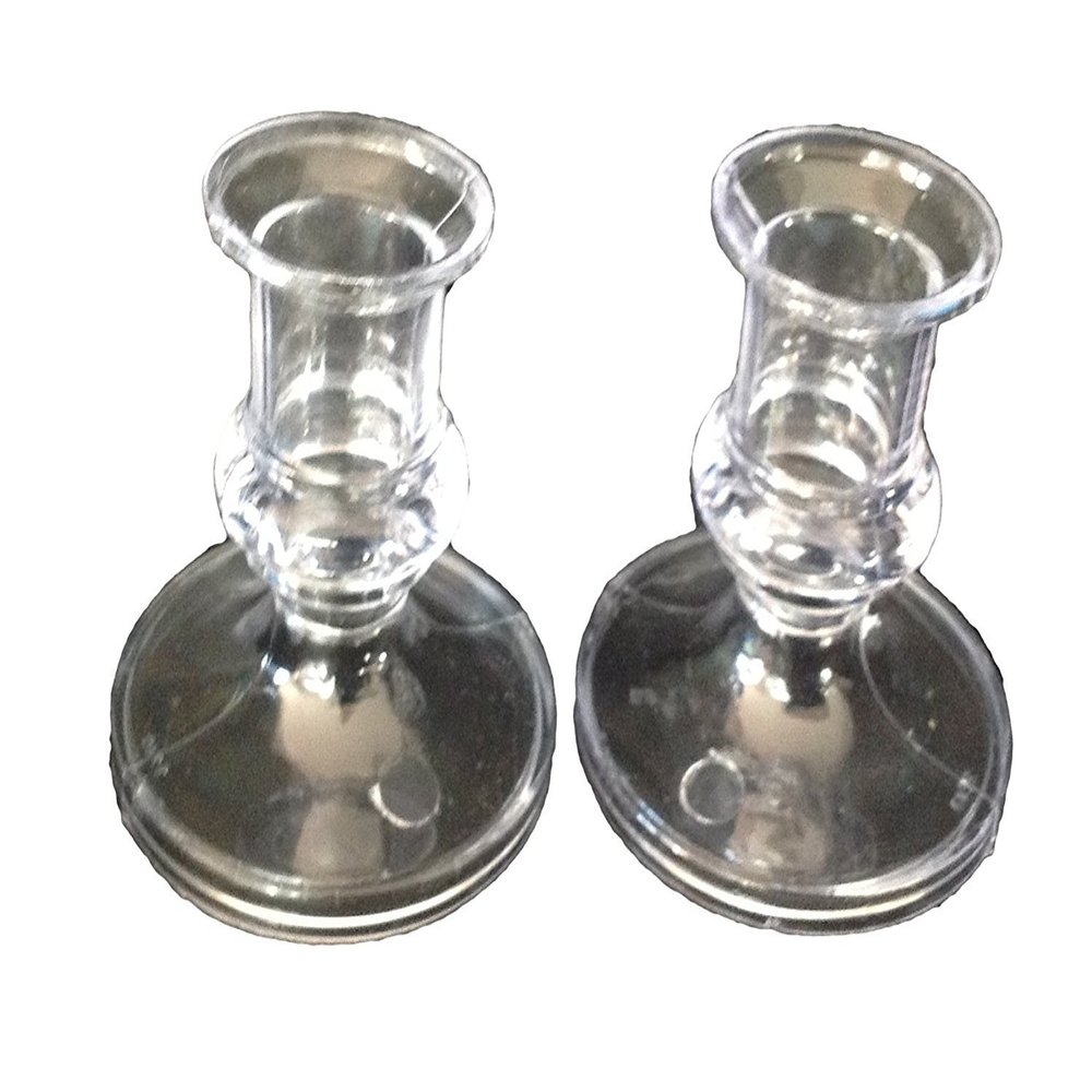 NST 12 Clear Plastic Acrylic Candle Holders for Taper Candles Round Bottom