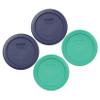 Pyrex 7202-PC 1-Cup (2) Green & (2) Blue Food Storage Replacement Lids - Made in USA view 1