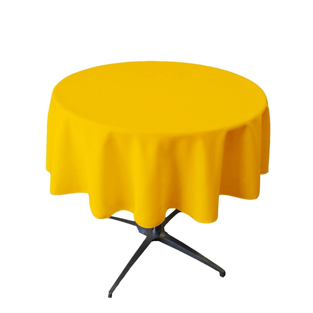 LA Linen Polyester Poplin Washable Round Tablecloth, Stain and Wrinkle Resistant Table Cover 58", Fabric Table Cloth for Dinning, Kitchen, Party, Holiday 58-Inch, Yellow Dark, (TCpop58R_YellowDrkP47)