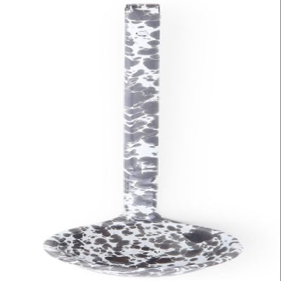 Enamelware Ladle, 12 inch, Grey/White Splatter