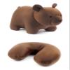 Kikkerland Zip and Flip Brown Bear Travel Comfortable & Breathable Soft Neck Pillow, Grey, for Sleeping, Flight Head Rest, Easy to Carry, Neck Support view 1