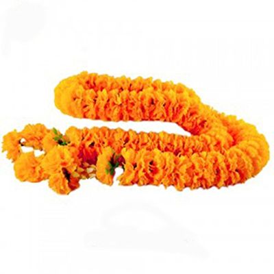 GoodGoodsBangkok, Muay Thai Phuangmalai Garland, Thai Artificial Yellow Marigold Garland, Marigold Flowers, Flowers Artificial, Flowers Fake (1 m, 2 m) (Length 200 cm.)