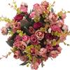 Duovlo 7 Branch 21 Mini Rose Heads Artificial Flowers Bouquet Wedding Home Office Decor,Pack of 4 (Rose Red) view 1