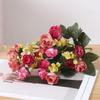 Duovlo 7 Branch 21 Mini Rose Heads Artificial Flowers Bouquet Wedding Home Office Decor,Pack of 4 (Rose Red) view 4
