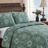 Tommy Bahama - Queen Quilt Set, Coastal Reversible Cotton Bedding with Matching Shams, Super Soft Bedding Set (Turtle Cove Green, Queen) view 2