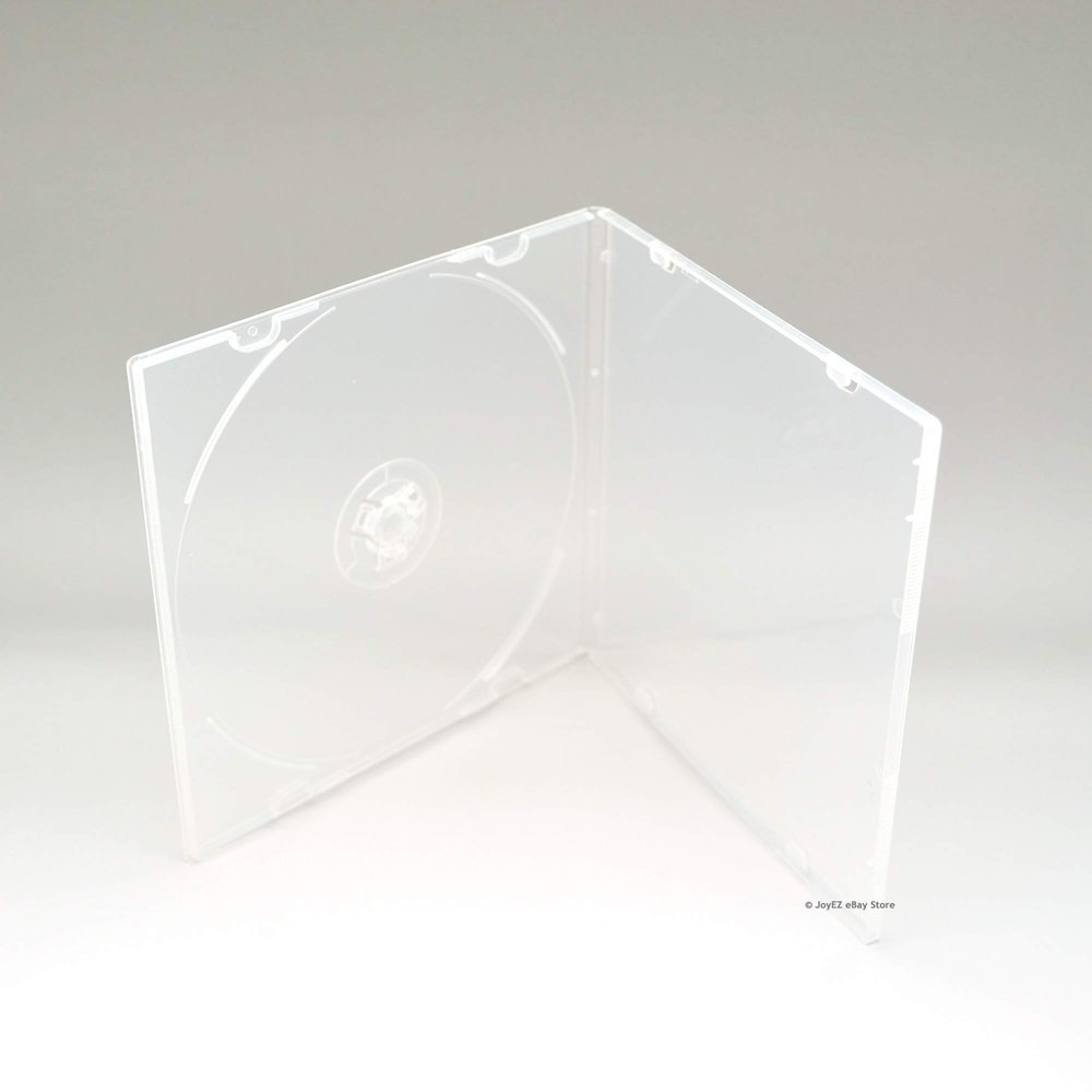Maxtek 5.2mm Slim Single Clear PP Poly Plastic CD and DVD Disc Cases with Outer Sleeve, 50 Pack.