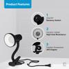 Xtricity LED Clip on Desk Lamp with 360 Flexible Gooseneck, Reading Light for Bed Headboard 6W A19 Bulb Included, 120V, On/Off Switch, 10.25 Height Table Lamp with Black Finish view 3