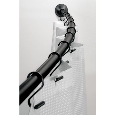 iDesign Curved Metal Shower Curtain Rod, Adjustable Customizable Curtain Rod for Bathtub, Stall, Closet, Doorway, 41-72 Inches, Matte Black,79077