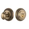 Nostalgic Warehouse 702283 Rope Rosette Single Cylinder Deadbolt in Antique Brass, view 1