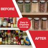 Adjustable Glass Spice Jars (Set of 6) with 6 Pouring Sizes- Stainless Steel Lid/Cap- Square Seasoning Bottle Containers for Minimalist Kitchen Pantry Storage Organization- Fill Shaker w Salt Pepper view 2