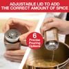 Adjustable Glass Spice Jars (Set of 6) with 6 Pouring Sizes- Stainless Steel Lid/Cap- Square Seasoning Bottle Containers for Minimalist Kitchen Pantry Storage Organization- Fill Shaker w Salt Pepper view 4