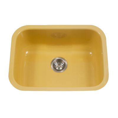 Houzer PCS-2500 LE Porcelain Enamel Steel Undermount 22-3/4" x 17-3/8" Single Bowl Kitchen Sink, Lemon