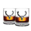 English Pewter Company 11oz Old Fashioned Whisky Rocks Glass Set With Pewter Stag Deer Head and Base [STAG105] view 2