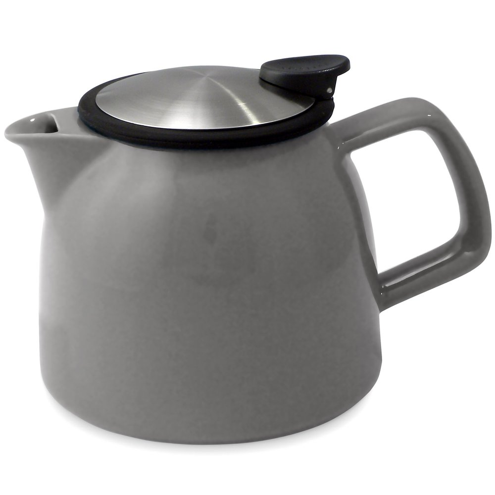 FORLIFE Bell Ceramic Teapot with Basket Infuser 26-Ounce/770ml, Gray