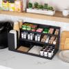 Mind Reader Extra Large Cup and Condiment Station, Countertop Organizer, Coffee Bar, Kitchen, Stirrers, 24"L x 11.5"W x 12.5"H, Black view 2