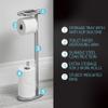 Better Living Ovo Toilet Caddy with Top Shelf, Bathroom Toilet Paper Storage Holder Stand with Dispenser and Reserve for 2 Extra Jumbo Rolls, Metal Freestanding Toilet Paper Roll Holder, Chrome view 3