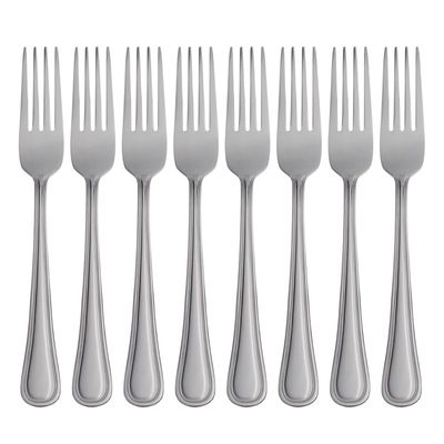 Oneida Silverware Set, Tress Everyday Flatware 8-Piece Dinner Forks Set, Service For 8, 18/0 Stainless Steel, Rust Resistant, Dishwasher Safe, Home And Kitchen Utensils (Silver, 8 Piece)