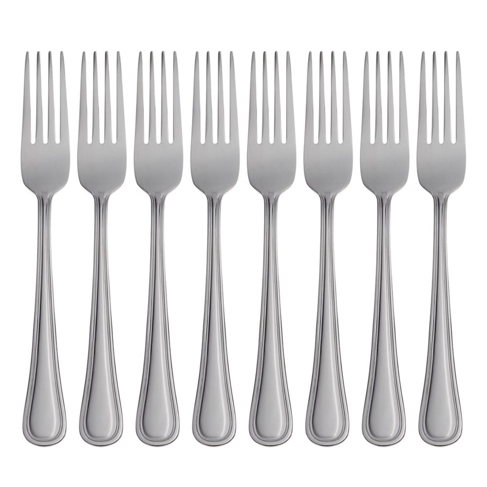 Oneida Silverware Set, Tress Everyday Flatware 8-Piece Dinner Forks Set, Service For 8, 18/0 Stainless Steel, Rust Resistant, Dishwasher Safe, Home And Kitchen Utensils (Silver, 8 Piece)