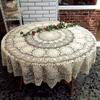USTIDE 63-inch Round Crochet Lace Tablecloth Beige Gorgeous Dining Living Room Kitchen Tablecloth view 1