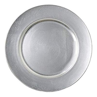 Tiger Chef 13-Inch Silver Metallic Charger Plates, Set of 2,4,6, 12 or 24 Dinner Chargers (6-Pack Silver Chargers Plates)