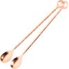 Copper mixing spoons set of 2 - copper plated stainless steel bar spoons with elegant ring on top. - Copper stirring spoon for Moscow mules view 1
