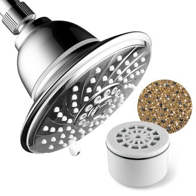 HOTEL SPA - Shower Head High Pressure with Shower Filter - 6 Inch Rain Shower Head - Enriched KDF, Showerhead Filter for Hard Water, 6-Setting, Ultra-Luxury, Showerspa (Chrome)