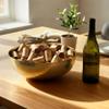 Creative Co-Op Round Hammered Metal Bowl, Gold Finish, 14" view 3