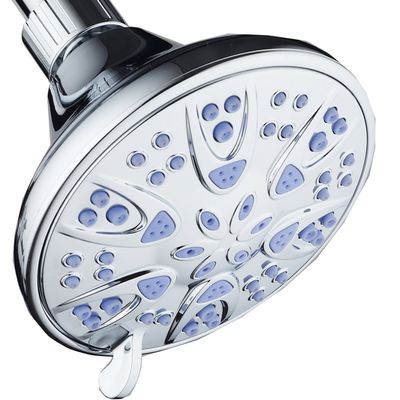 AquaDance Antimicrobial  Anti-Clog High-Pressure 6-Setting Shower Head with Microban Nozzle Protection from Growth of Mold, Mildew & Bacteria for Stronger Shower! 4" Sunset Blue
