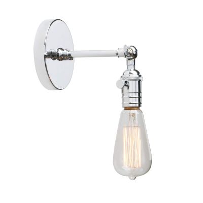 Permo Vintage Industrial Pole Wall Mount Mini Single Sconce Metal Wall Sconces Fixture (Chrome)