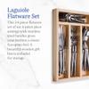 Jean Dubost Laguiole 24-Piece Everyday Flatware Set, Stainless Steel Handles - Rust-Resistant Stainless Steel - Includes Wooden Tray - Made in France view 2