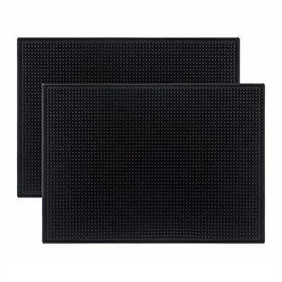 Tebery 2 Pack Black Bar Mat, 18" x 12" Rubber Dish Drying Mat for Countertop, Non Slip Cocktail Service Spill Mats for Bartending, Coffee Bar Mats Accessories for Home Kitchen
