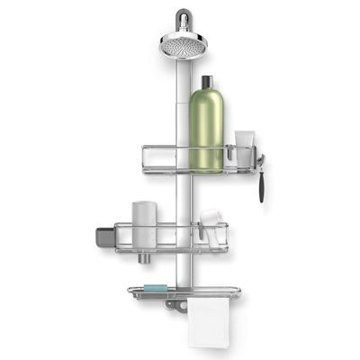 simplehuman Adjustable and Extendable Shower Caddy Large, Stainless Steel and Anodized Aluminum