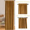 jinchan Gold Brown Velvet Curtain for Living Room Thermal Insulated Blackout Curtains 96 Inches Long Room Darkening Bedroom Curtain Drapes Vintage Single Panel Curtain Half Blackout Rod Pocket 1 Panel view 2