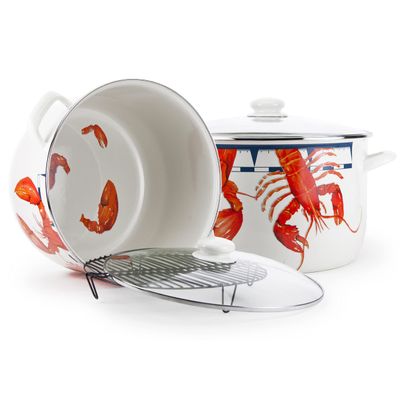 Golden Rabbit Enamelware Soup or Stock Pot, 18 quart, Lobster