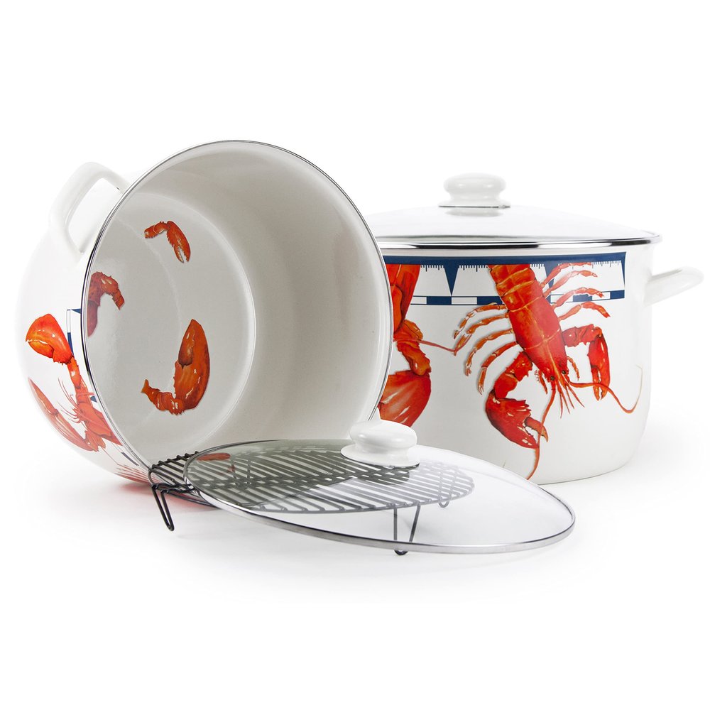 Golden Rabbit Enamelware Soup or Stock Pot, 18 quart, Lobster