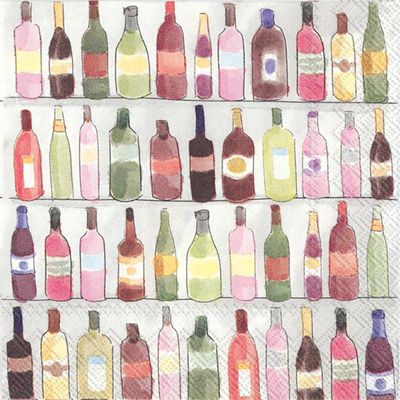 IHR Ideal Home Range Cocktail Napkins Disposable 3-Ply Paper Party Napkin Pack, 5" x 5", Wine Shelves, 20-Count