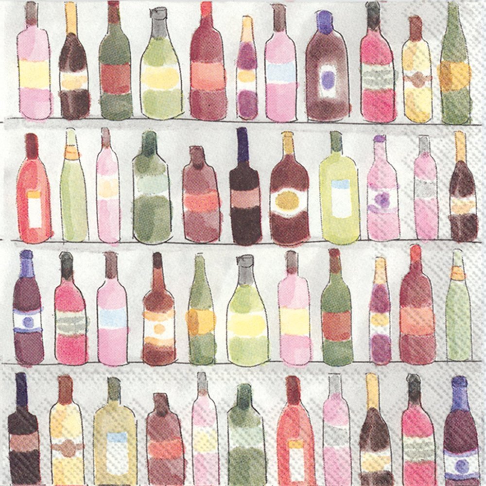 IHR Ideal Home Range Cocktail Napkins Disposable 3-Ply Paper Party Napkin Pack, 5" x 5", Wine Shelves, 20-Count