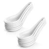 DOWAN Soup Spoons, Ceramic Asian Soup Spoons, White Japanese Spoon Large for Ramen Pho Wonton Dumpling Miso, Deep Oval Hook Design, Set of 12 (12, Soft White) view 1
