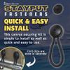 Stayput Fasteners 6 5/8" Standard Size Black Bungee Shock Cord & Fastener for Boat Canvas (4 Pack) with Knobs and #10 Stainless Titanium Screws view 3