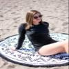 SwimZip Round Beach Towel Black Sand Beach view 3