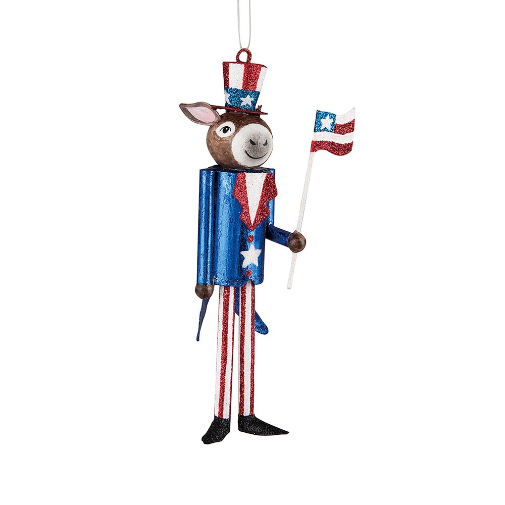 Gallerie II Patriotic American Democrat Donkey Christmas Xmas Labor Day Memorial Day 4th of July Ornament Decor Decoration Independence Day Americana U.S.A. Multi