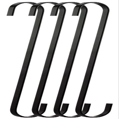 RuiLing 4-Pack 12 Inch Black Chrome Finish Steel Hanging Flat Hooks - S Shaped Hook Heavy-Duty S Hooks, for Kitchenware, Pots, Utensils, Plants, Towels, Gardening Tools, Clothes