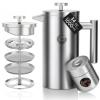 Coffee Gator 304 Grade Stainless Steel French Press Coffee Maker 34 oz, Double Wall Insulated Teapot with 4-Level Filtration System, Include Travel Jar Canister, Rust-Free, Dishwasher Safe, Silver view 1